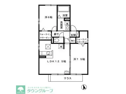 ドミール壱番館(2LDK/1階)の間取り写真