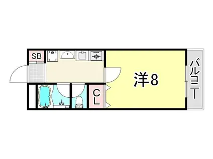 ベルシャイン西宮(1K/4階)の間取り写真