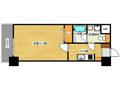 アクアシティ舟入中町(1K/13階)の間取り写真