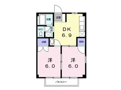 ニューシティ柳田 A(2DK/2階)の間取り写真