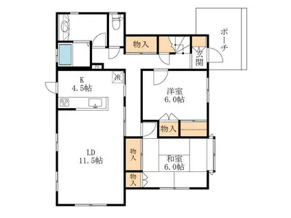 安食台ヘーベルハウス(2LDK/1階)の間取り写真