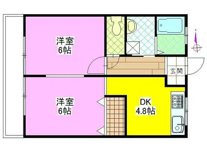 グラースの森II(2DK/1階)の間取り写真