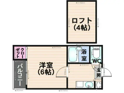 リバーサイド大橋(1K/1階)の間取り写真