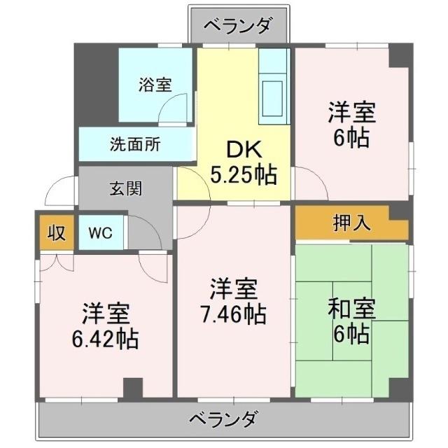 ビオレビル(4DK/2階)の間取り写真