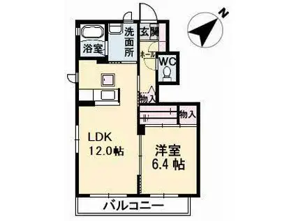 シャーメゾングッドライフ(1LDK/1階)の間取り写真
