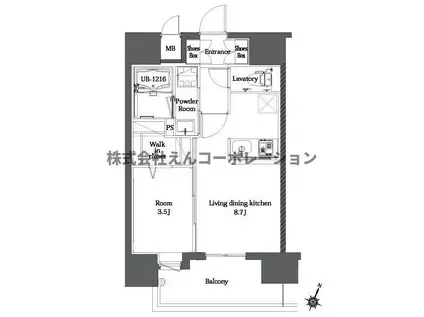 エンクレスト博多MATE(1LDK/12階)の間取り写真