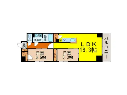 S-FORT鶴舞ARTS(2LDK/14階)の間取り写真