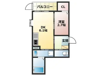 ソラナ博多(1DK/1階)の間取り写真