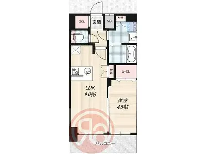 ベイサイドパークOSAKAサウスレジデンス(1LDK/14階)の間取り写真