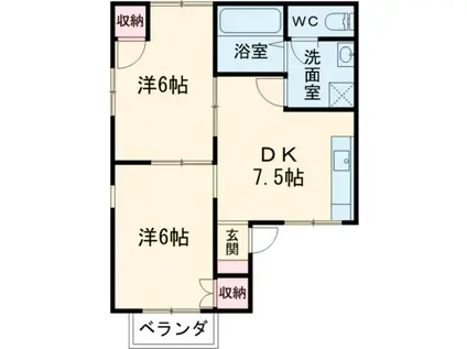 セジュール飛鳥(2DK/2階)の間取り写真