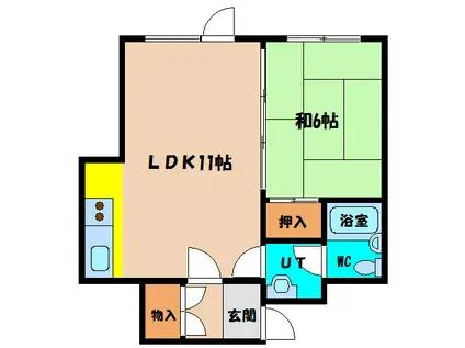 ガーデン川原II(1LDK/1階)の間取り写真