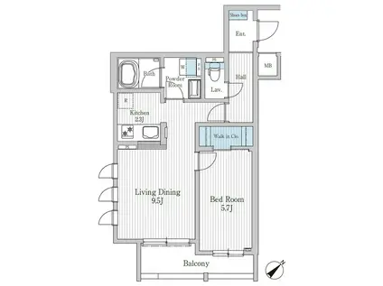 モクシオン大阪ベイ(1LDK/2階)の間取り写真