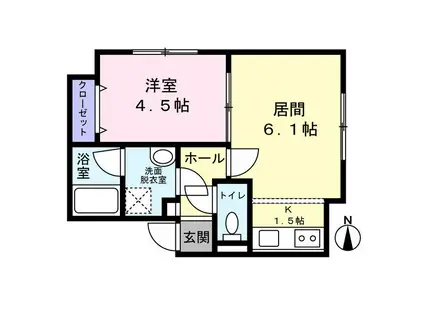 パルテール桑園II(1DK/2階)の間取り写真
