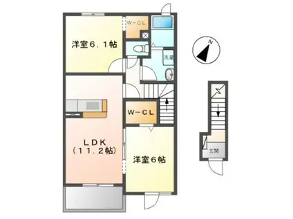 アンジュエル(2LDK/2階)の間取り写真