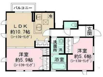 永福3丁目計画(2LDK/1階)の間取り写真
