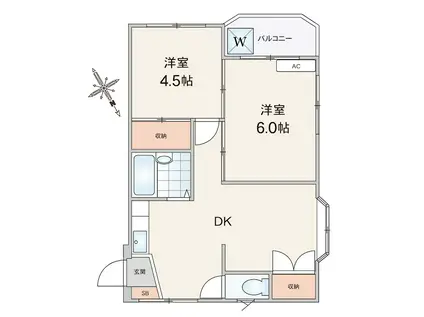 シエロ・グランデ(2DK/3階)の間取り写真