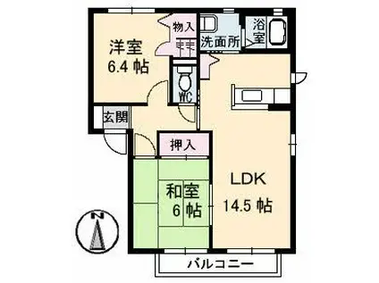 グリーンコート C棟(2LDK/2階)の間取り写真