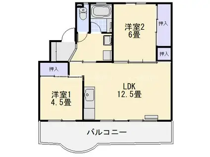 サニーガーデン I(2LDK/2階)の間取り写真