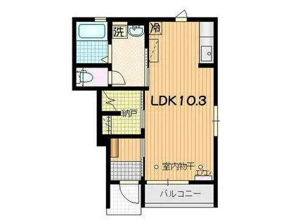 DEARCOURT C棟(1K/1階)の間取り写真