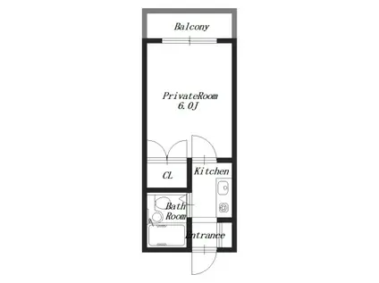 川辺ビル(1K/2階)の間取り写真