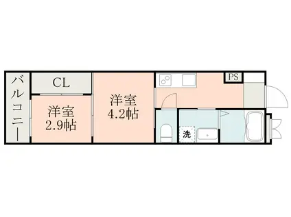 LA-CHIC宇宿(2K/2階)の間取り写真