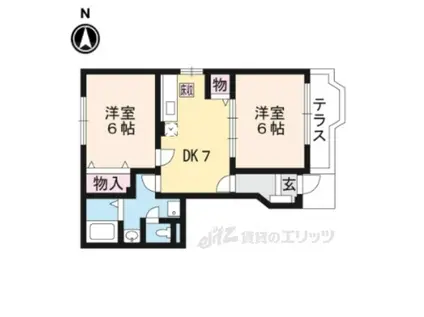 プラシードアロッジオ(2DK/1階)の間取り写真