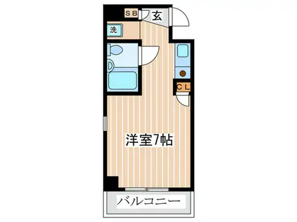 バ-ドハイツ(ワンルーム/2階)の間取り写真