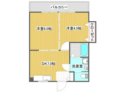 コスタ根岸橋(2DK/4階)の間取り写真