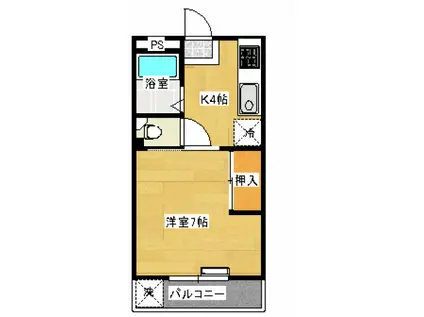 カレッジハウス宮城(1K/2階)の間取り写真