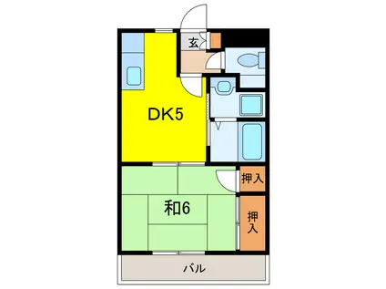 ムーンハイツマリコ5(1DK/1階)の間取り写真