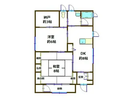 御門町3丁目貸戸建(2SDK/1階)の間取り写真