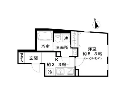 ストライプス東大井(1K/4階)の間取り写真