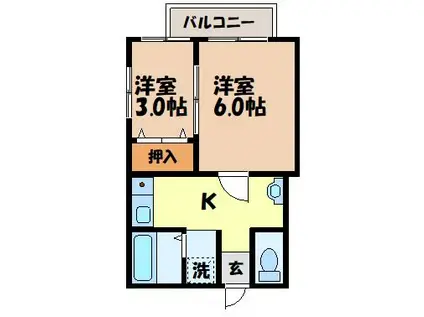 第2コーポ辻(2K/2階)の間取り写真