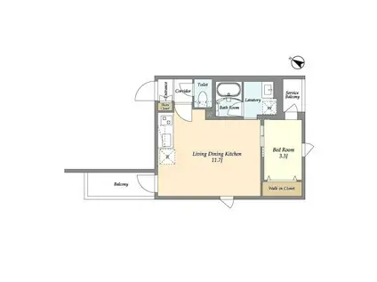 グランカーサ千駄木(1LDK/2階)の間取り写真