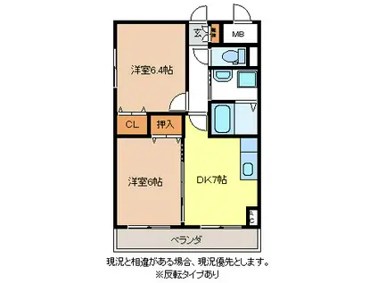 プレセンテ(2DK/2階)の間取り写真