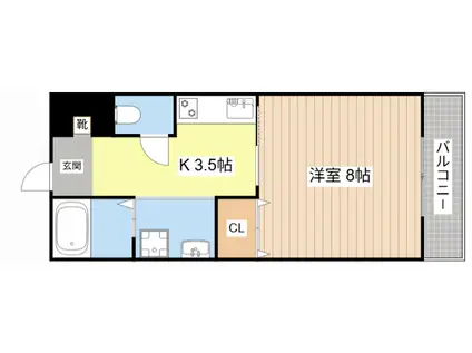 プラザ松本A(1K/2階)の間取り写真