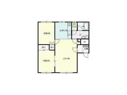 エヴァ白石(2LDK/2階)の間取り写真