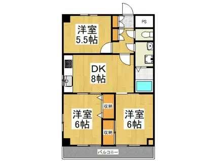 MCベースビル(3DK/3階)の間取り写真