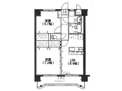 ユーミー新城(2LDK/2階)の間取り写真