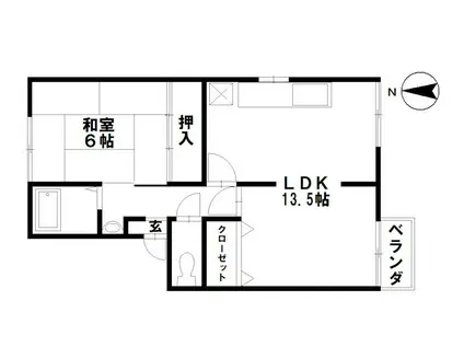 クレイドル(1LDK/1階)の間取り写真