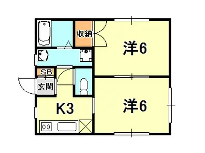 中山手ガーデンパレスC棟(2K/2階)の間取り写真