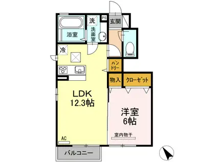 D-ROOMM B(1LDK/1階)の間取り写真