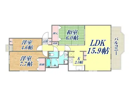 ポートピアプラザA楝(3LDK/20階)の間取り写真