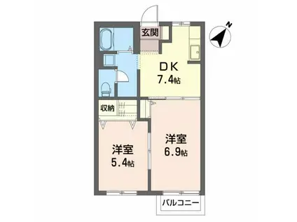 プラチディア(2DK/2階)の間取り写真