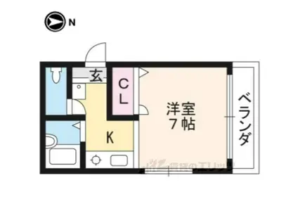 ラフィーネ一乗寺(1K/3階)の間取り写真