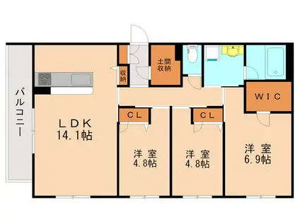 若宮シャーメゾン(3LDK/2階)の間取り写真