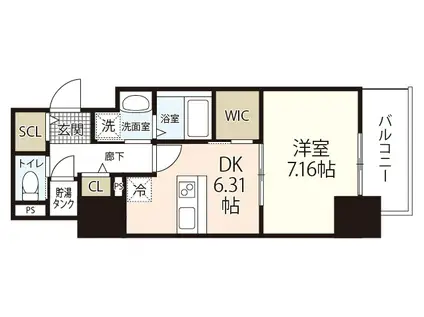 エネピア大手町(1DK/11階)の間取り写真