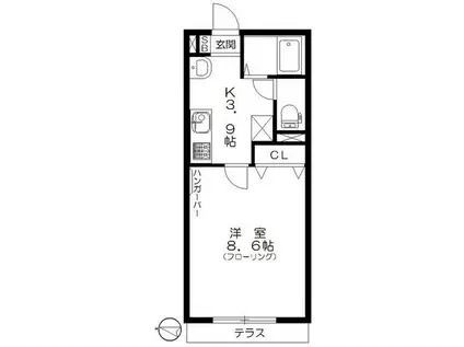ベルメゾン鷺宮(1K/1階)の間取り写真