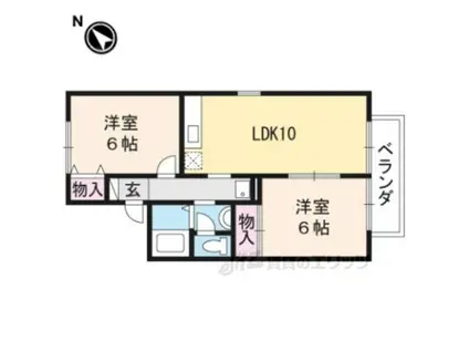 セジュール津ノ国B棟(2LDK/2階)の間取り写真