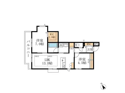 ドマーニ山王(2LDK/3階)の間取り写真